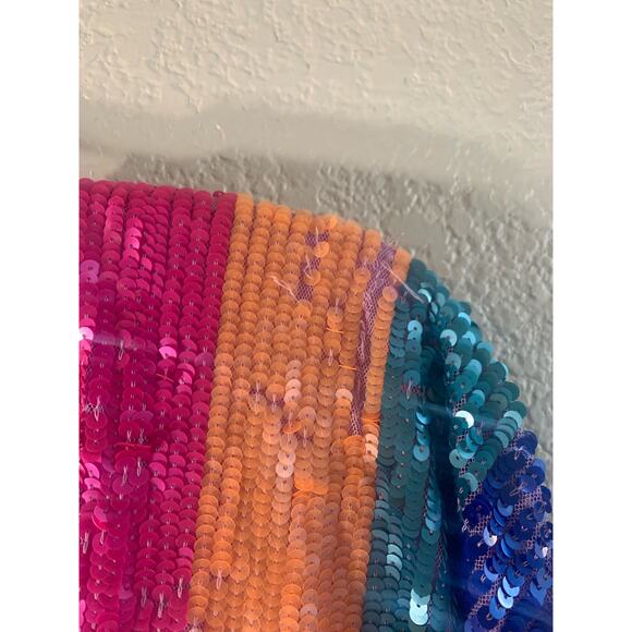 Show Me Your Mumu Kidman Mini Dress in Neon Stripe Sequins S - Picture 9 of 10